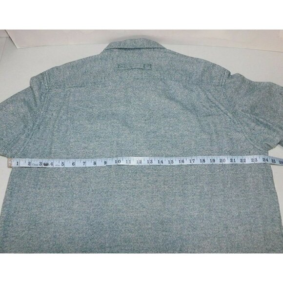 DULUTH TRADING CO green & beige cotton button up shirt relaxed fit, men's size L - Picture 3 of 6